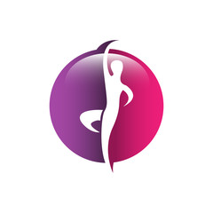 Abstract people dance on circle shape