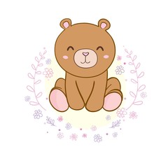 Cute cartoon Teddy bear, vector illustration