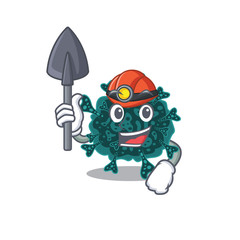 Herdecovirus miner cartoon design concept with tool and helmet