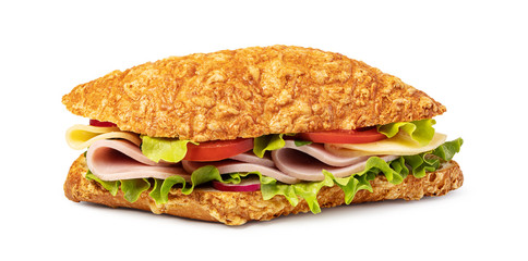 sandwich with ham on white background