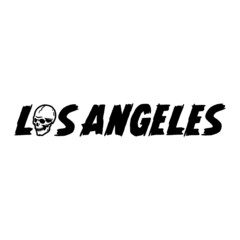 LOS ANGELES SKULL TEXT BLACK WHITE BACKGROUND