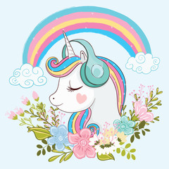 Lovely unicorn vector illustration for kids fashion artworks, children books, prints, greeting cards, t shirts, wallpapers.