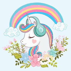 Lovely unicorn vector illustration for kids fashion artworks, children books, prints, greeting cards, t shirts, wallpapers. © StudioLondon