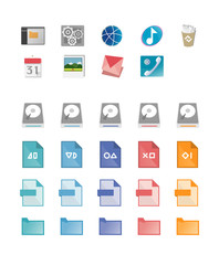 デスクトップアプリケーション・ファイル、フォルダアイコンの素材　ベクター