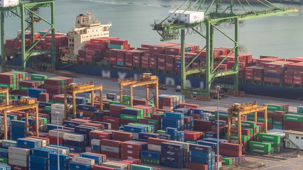 Commercial port of Singapore aerial timelapse.