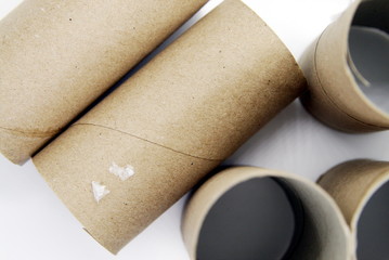 toilet paper bushings on white background