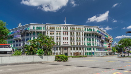 Fototapeta na wymiar Old Hill Street Police Station historic building in Singapore timelapse hyperlapse.