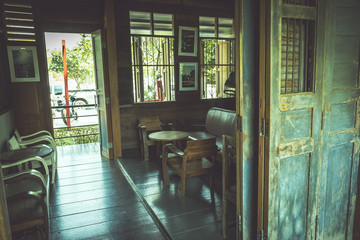 Traditional Thai style wooden living room.