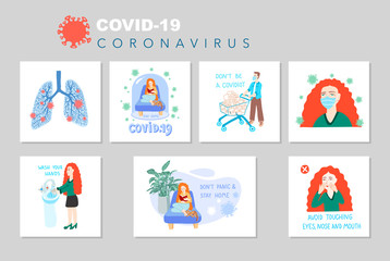Fototapeta premium coronavirus quarantine motivational posters set, covid 19