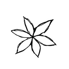 Simple single doodle flower isolated on the white background. Minimal tropical vector ornament. Hawaiian flower silhouette icon. Abstract botanical illustration. Monochrome flower icon.