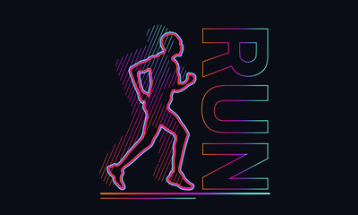 Dynamic running marathon for banner, poster, cover, brochures, flyers, presentations, logo, print. Creative silhouettes people. Design athlete international race. Vector illustration