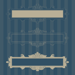 Antique decorative frames. Horizontal blank for inscription. - 334957755