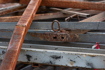 A pile of scrap metal with corrosion
