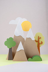 The mountains. Collage of paper elements.