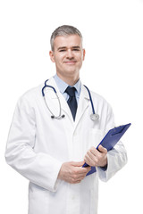Doctor holding a patient file or medical notes