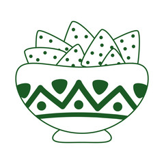 bowl with nachos cinco de mayo mexican celebration line style icon
