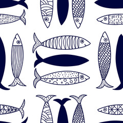 Cute fish.  Kids lbackground. Seamless pattern. Can be used in textile industry, paper, background, scrapbooking.
