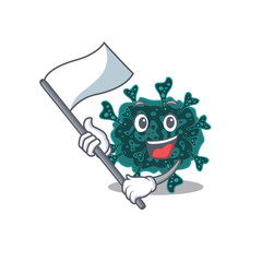 A nationalistic herdecovirus mascot character design with flag