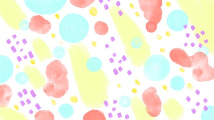 beautiful digital art illustration abstract background of color splash  watercolor style,art in pastel tone color with Memphis style pattern, yellow, blue, pink, orange 