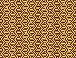 Abstract geometric pattern. A seamless vector background. Gold and brown ornament. Graphic modern pattern. Simple lattice graphic design