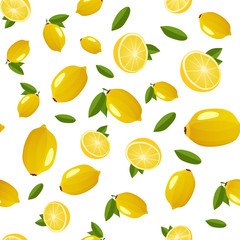 Lemon fruit seamless pattern. Lemon vector background illustration