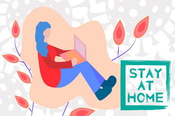 EPS 10 vector. Work from home concept. Quarantine and virus outbreak.