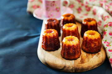 Canele is a small French pastry with rum and vanilla
