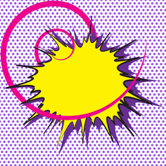 Speech bubble on dotted background. For comic book and manga. Text banner. Vector bright dynamic cartoon illustration. Comics pop-art style template for your design