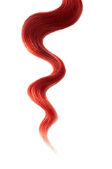 Red hair wavy stripe on white, isolated