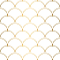 Art Deco pattern. Seamless white and gold background. Wedding decoration