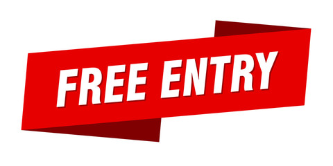 free entry banner template. free entry ribbon label sign - obrazy, fototapety, plakaty