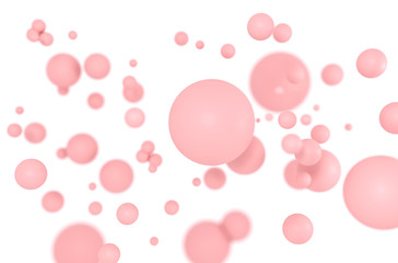 Abstract colorful balls. Pink Candies fly in zero gravity. Chaotic scatter confetti, gum spheres. Festive party wallpaper. 3d render creative background. Makeup powder cosmetics for face in ball form