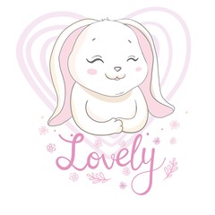 Valentines Day bunny rabbit with red heart that says