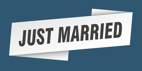 just married banner template. just married ribbon label sign