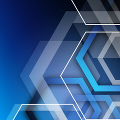 Abstract geometric overlapping blue hexagon shape technology digital futuristic concept background