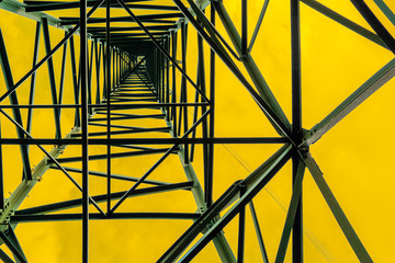 Electrical Power Tower on Yelllow Background