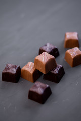 selective focus, chocolates, truffle, copyspace