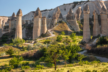 Fototapeta na wymiar Typical Cappadocian landscape, close to Goreme. Nevsehir, Anatolia, Turkey