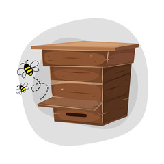 Bee and bee House icon logo design. Vector illustration. 