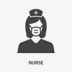 Nurse wearing a mask icon. Vector illustration for graphic and web design.