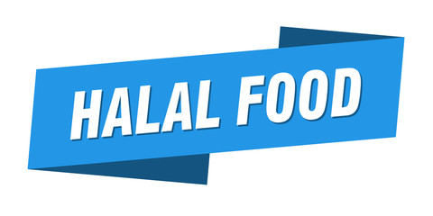 halal food banner template. halal food ribbon label sign