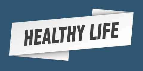 healthy life banner template. healthy life ribbon label sign