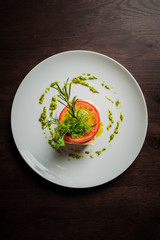 caprese with tomatoes, mozzarella and basil