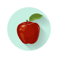 Red apple vector illustration. Apple icon. Fresh healthy food - organic natural food isolated