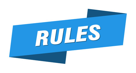rules banner template. rules ribbon label sign