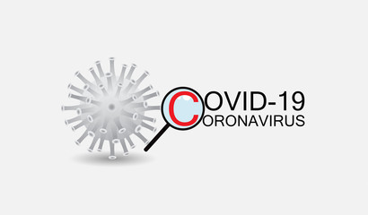 Magnifying glass coronavirus on grey background.Vector illustration