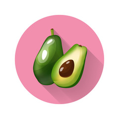 Avocado vector illustration. Avocado icon. Fresh healthy food - organic natural food isolated