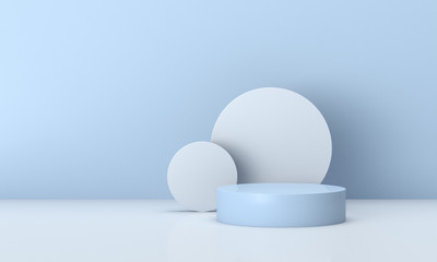 3D rendering of the blue geometric space background.