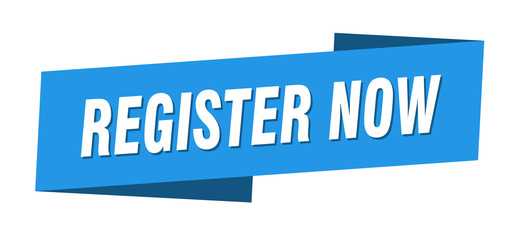register now banner template. register now ribbon label sign