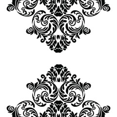 Vintage baroque ornament retro pattern antique style acanthus on a black background. Decoration for cards and wedding invitations.